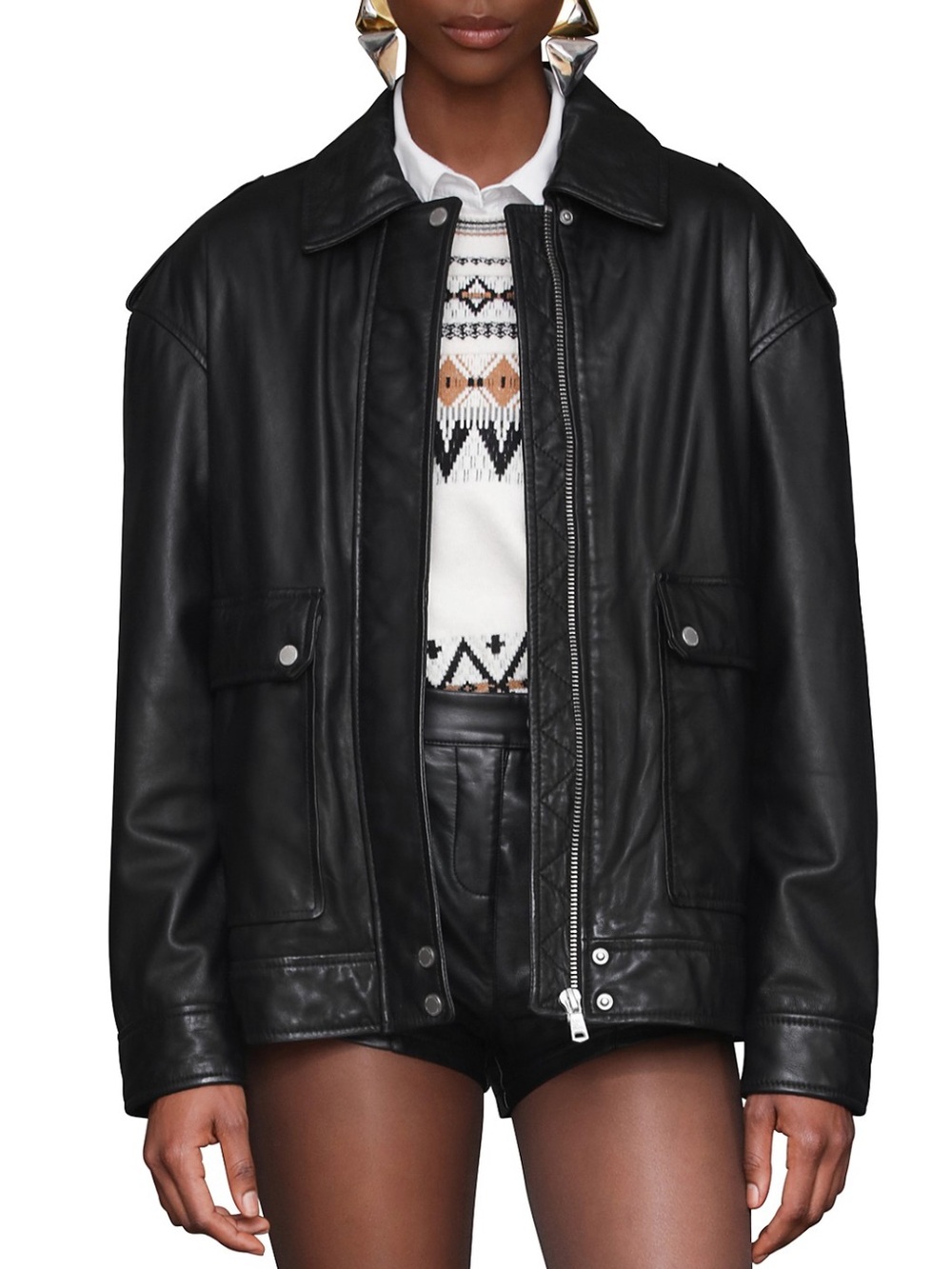 Avec Les Filles genuin leather aviator jacket